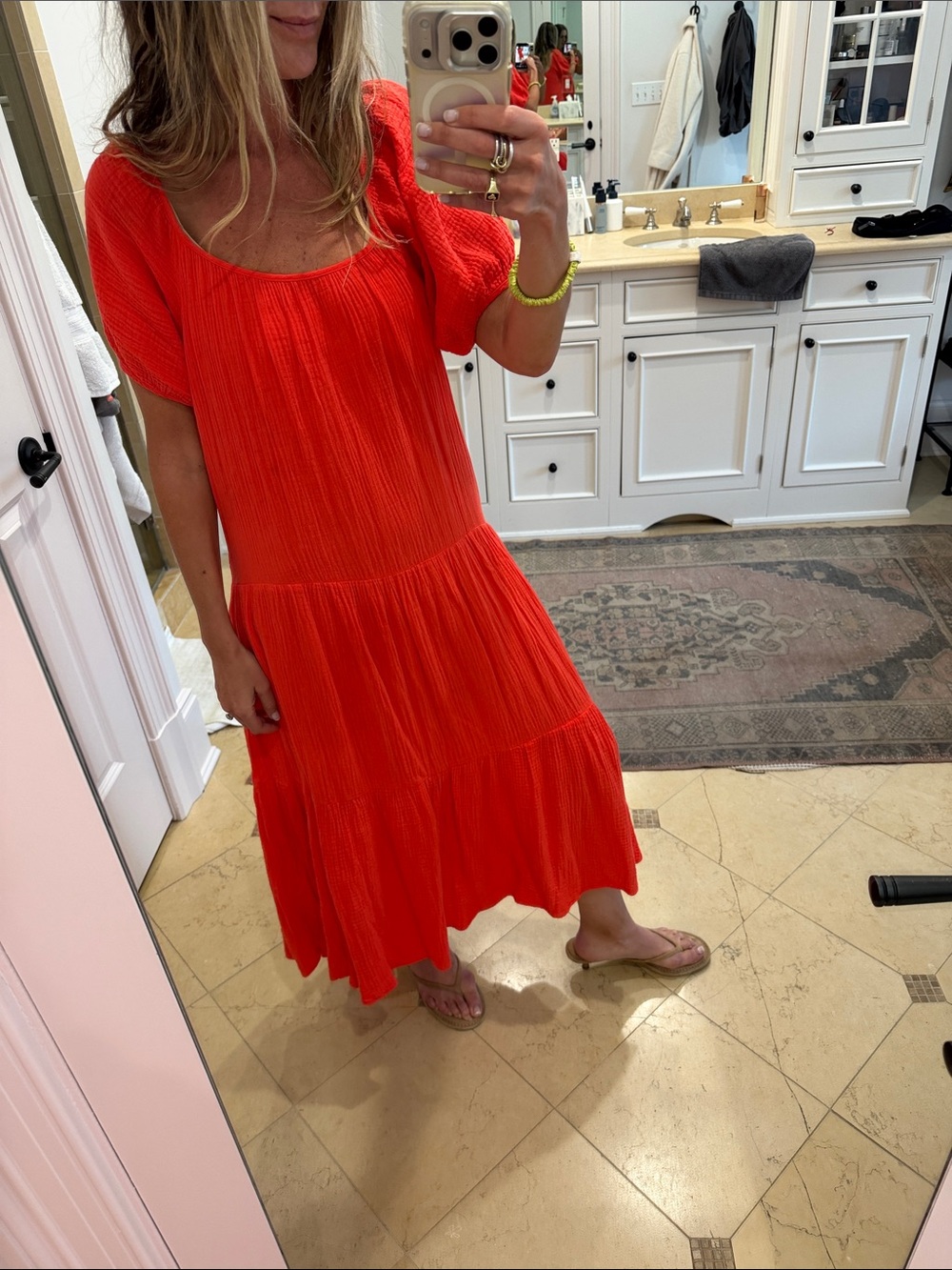 Honorine puff sleeve cotton gauze midi dress